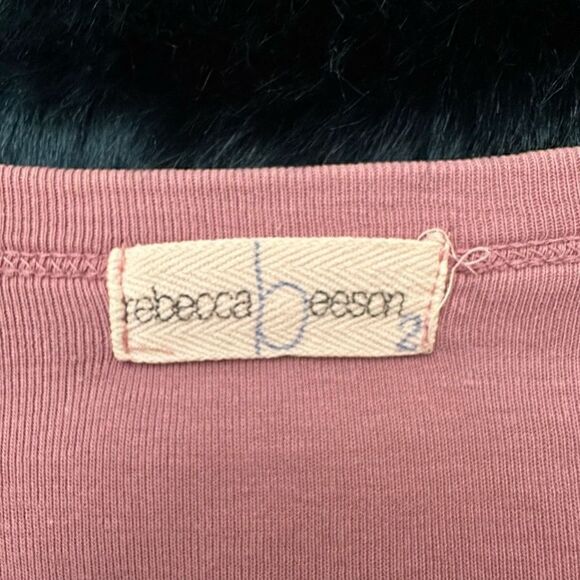 Rebecca Beeson Gathered Split V Neck Cotton Long Sleeve Top Lilac Size 2 - Picture 3 of 4